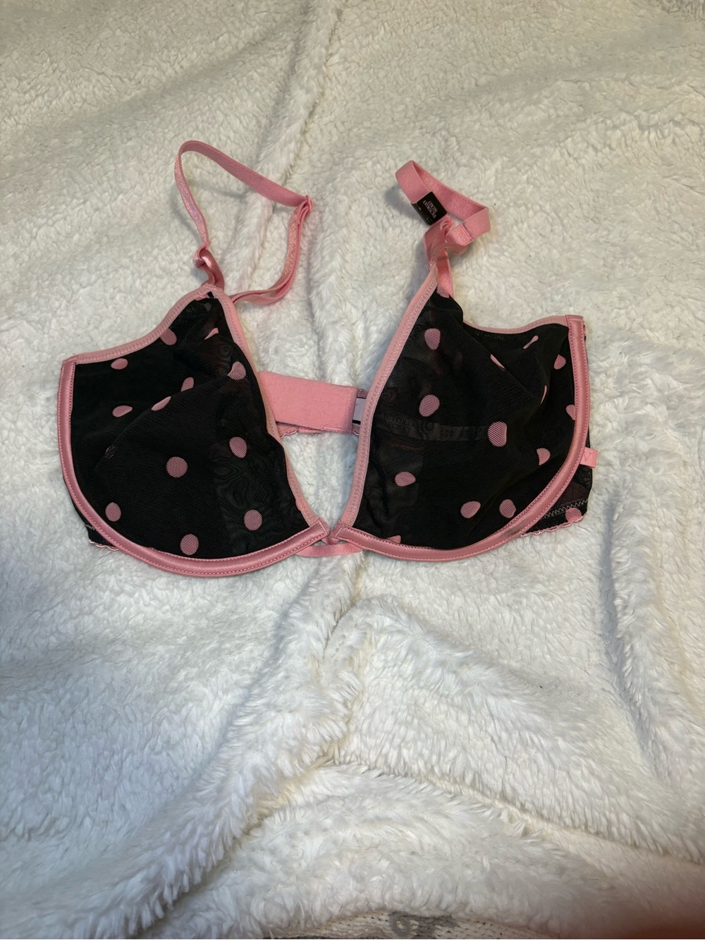 Victoria's Secret Black & Pink Polka Dot Underwire Bra